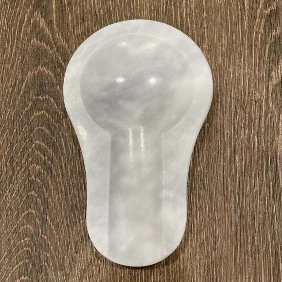 Natural 100% Marble Large Spoon Rest 6.5 X 4” Anti-Skid Silicone Feet White Gray - Picture 1 of 6